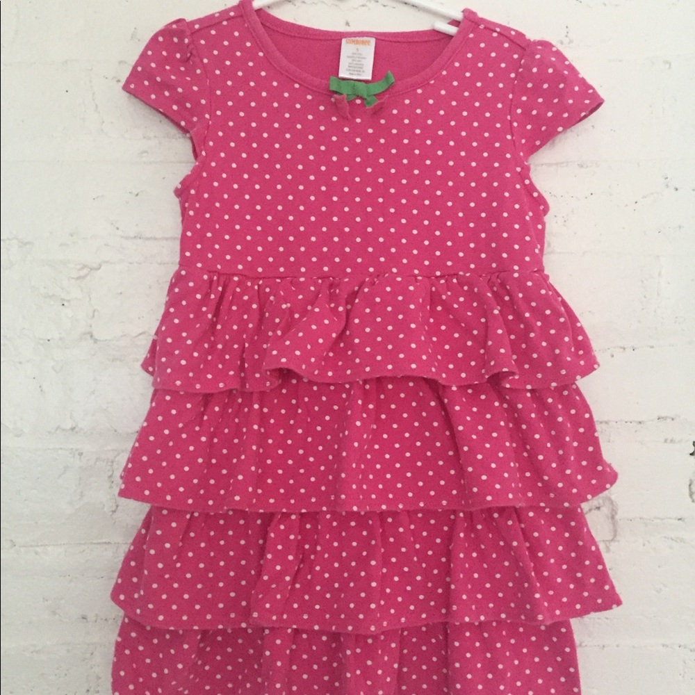 Ruffled pink pita dot dress. Size: 5
